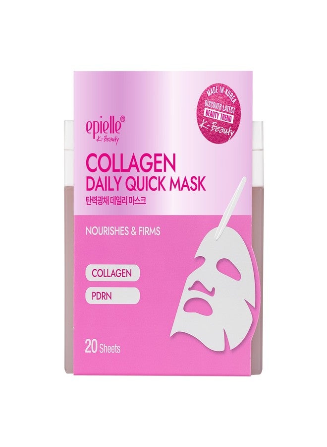 Epielle Collagen Korean Face Masks 20 Pack - Anti Aging Sheet Masks with Hyaluronic Acid for Hydrating & Plumping Skin, Stocking Stuffers for Women - Image 1